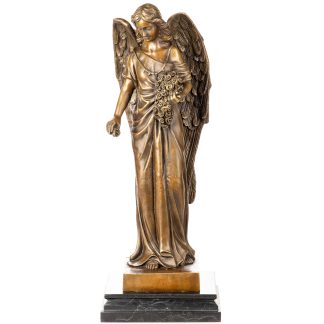 Bronzefigur-Engel-mit-Blumen-47x18x18cm