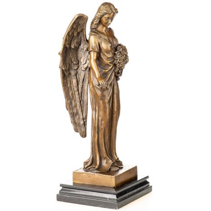 Bronzefigur Engel mit Blumen 47x18x18cm – Bild 5
