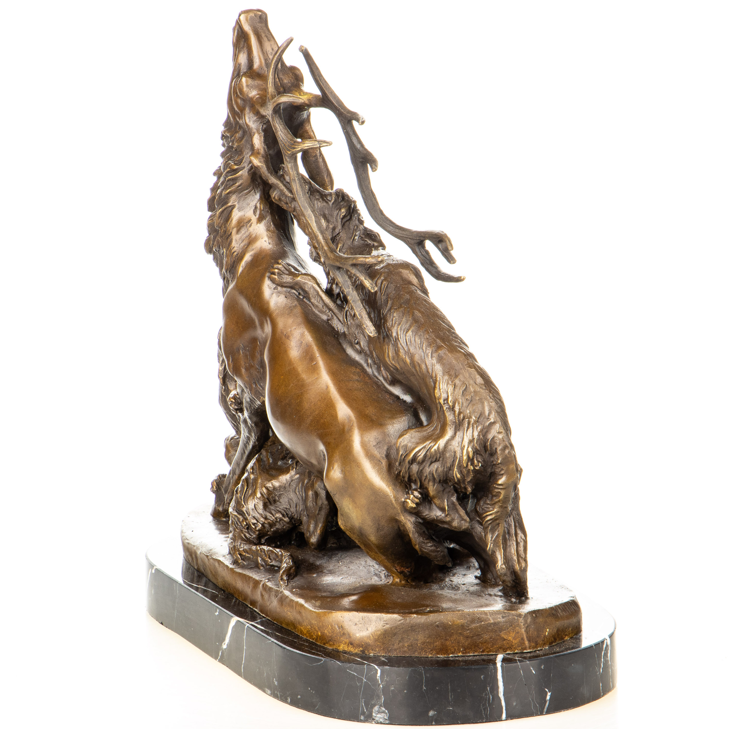 Bronzefigur Hirsch mit Wölfen 36x37x18cm3 Bronzefigur Hirsch mit Wölfen 36x37x18cm – Bild 3