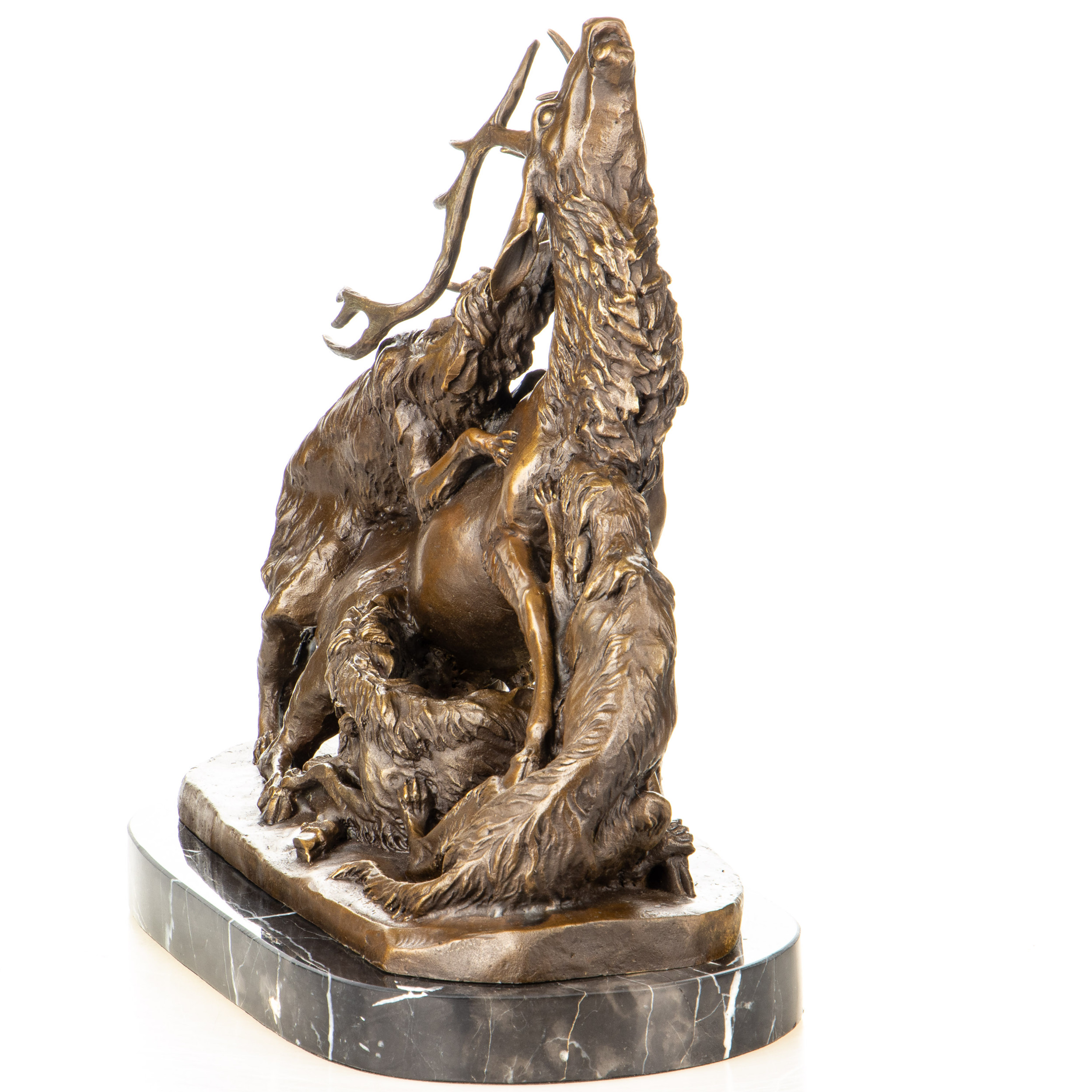 Bronzefigur Hirsch mit Wölfen 36x37x18cm6 Bronzefigur Hirsch mit Wölfen 36x37x18cm – Bild 6