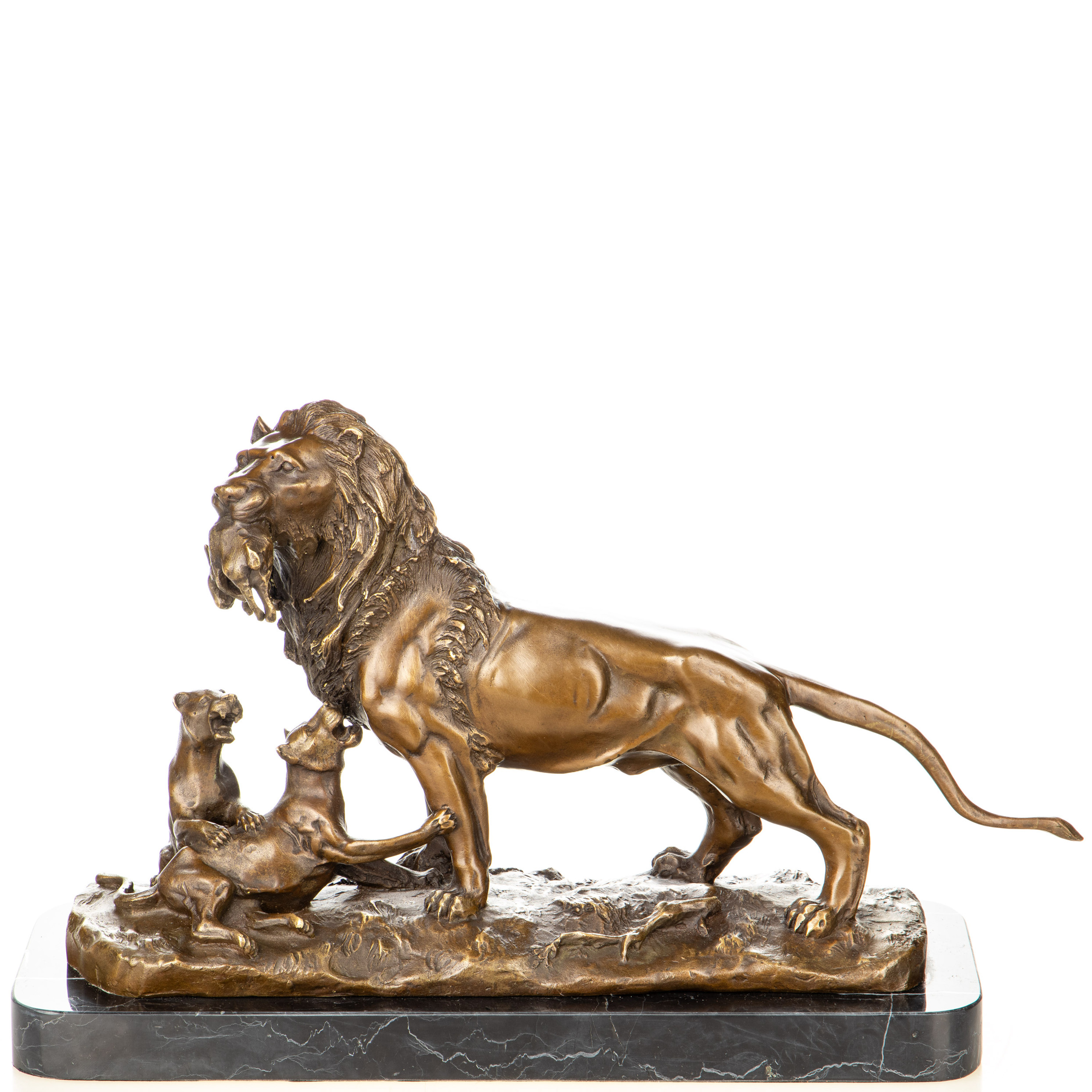 Bronzefigur Löwe mit Löwenwelpen 26x43x16cm Bronzefigur-Loewe-mit-Loewenwelpen-26x43x16cm