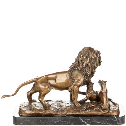 Bronzefigur Löwe mit Löwenwelpen 26x43x16cm – Bild 3