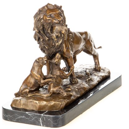 Bronzefigur Löwe mit Löwenwelpen 26x43x16cm – Bild 5