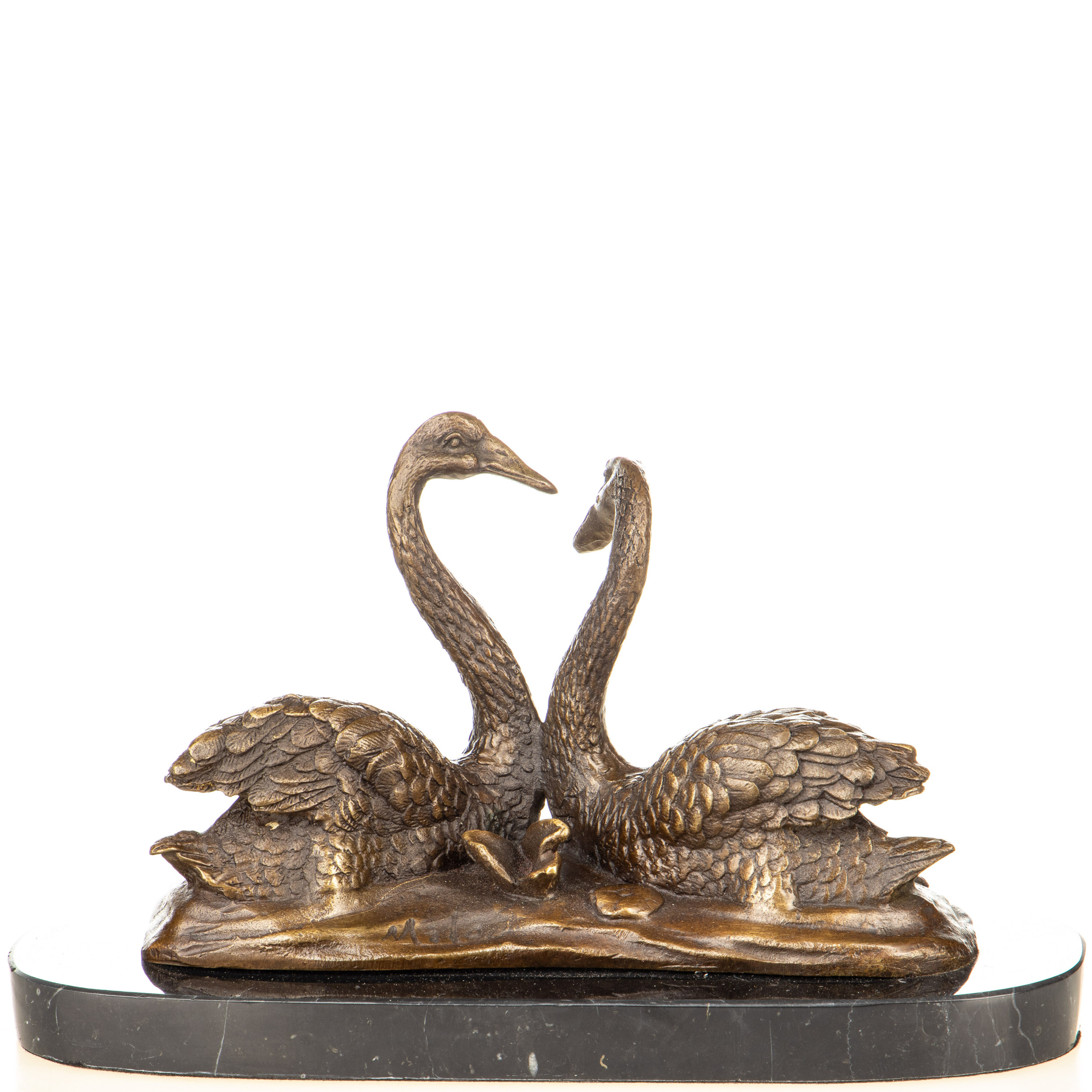 Bronzefigur Schwanenpaar 13x23x10cm2 Bronzefigur-Schwanenpaar-13x23x10cm2
