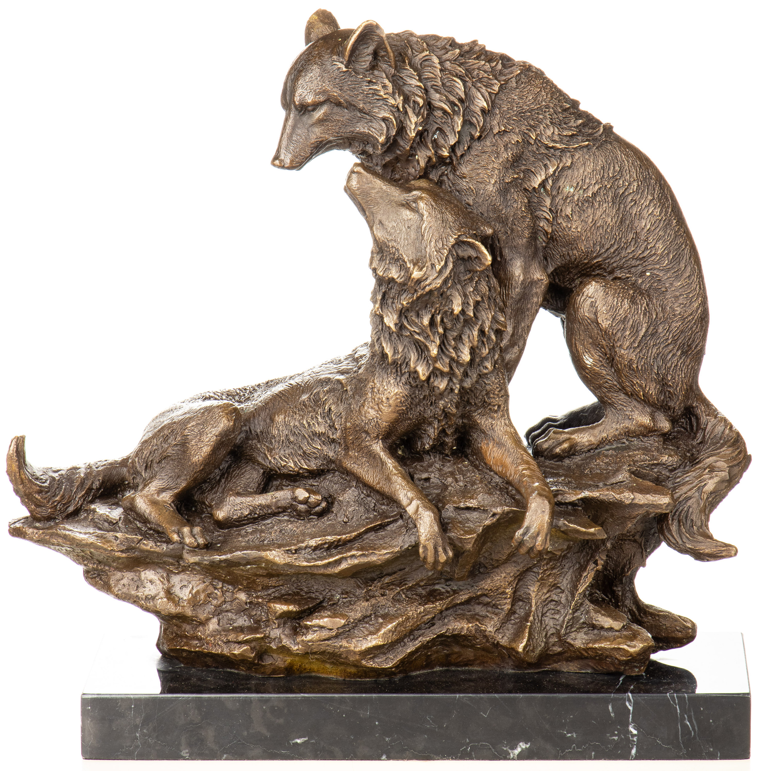 Bronzefigur Wölfe 35x35x15cm Bronzefigur Wölfe 35x35x15cm