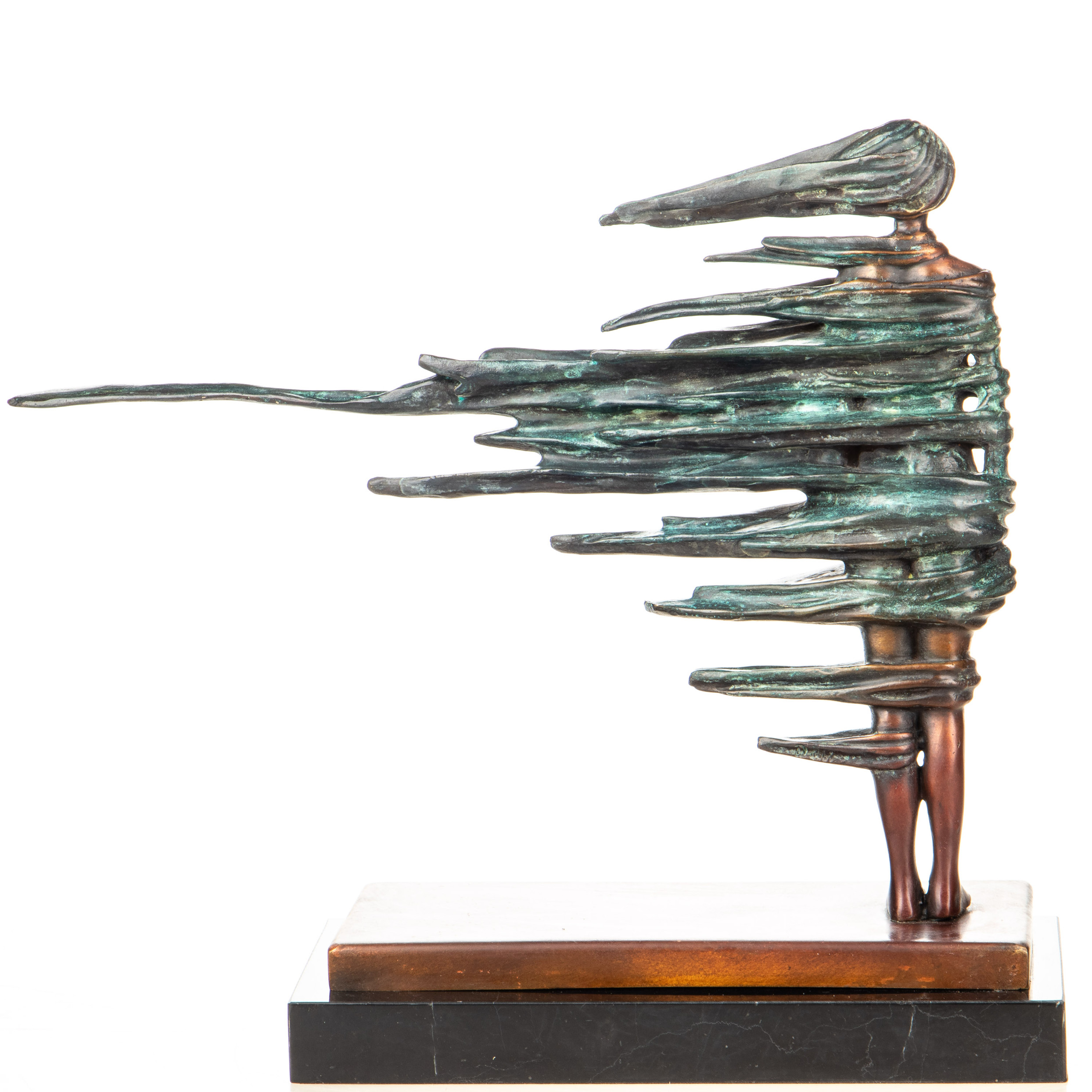 Moderne Bronzefigur Frau im Wind, farbig 36x41x16cm3 Moderne Bronzefigur Frau im Wind, farbig 36x41x16cm – Bild 3