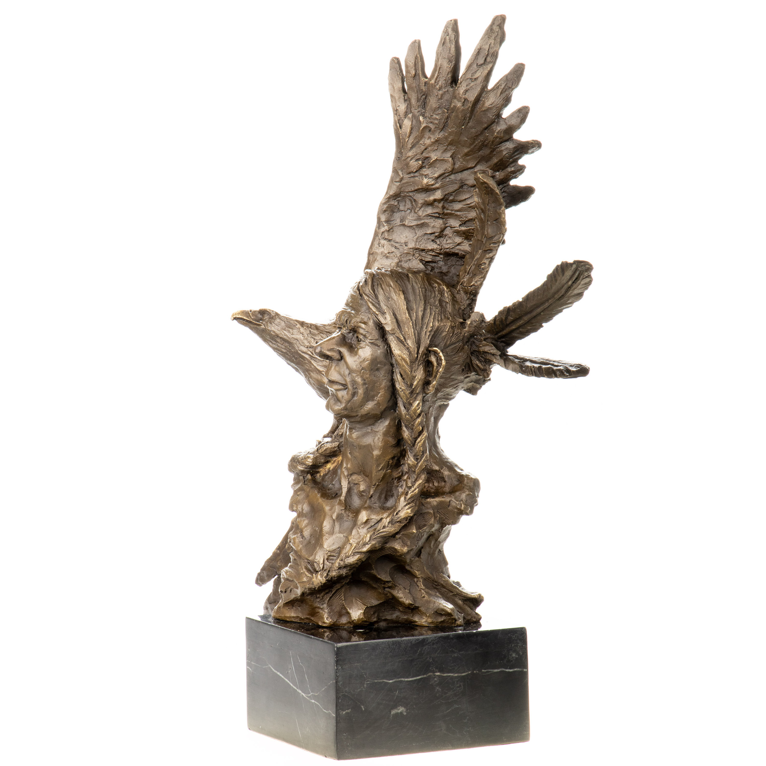 Western Bronzefigur Indianer Büste mit Adler 62x45x19cm4 Western Bronzefigur Indianer Büste mit Adler 62x45x19cm – Bild 4