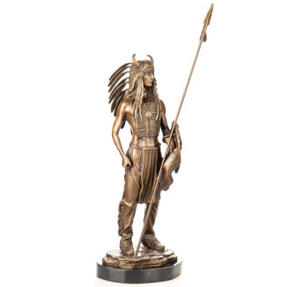 Western Bronzefigur Indianer mit Schild und Speer 50x22x20cm2