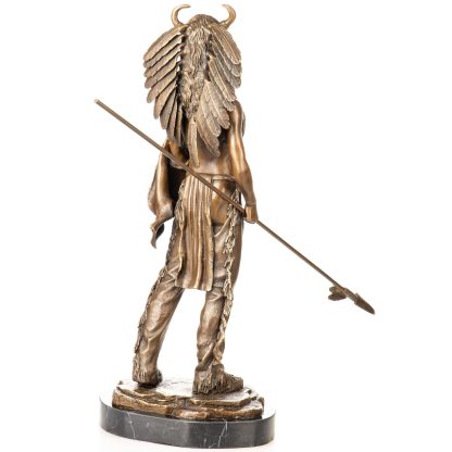 Western Bronzefigur Indianer mit Schild und Speer 50x22x20cm – Bild 4