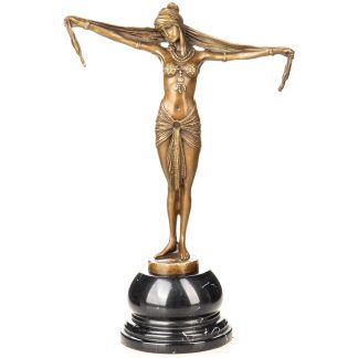 Art Deco Bronzefigur Scarf Dancer Tänzerin mit Schal nach D.H.Chiparus 39x26x13cm