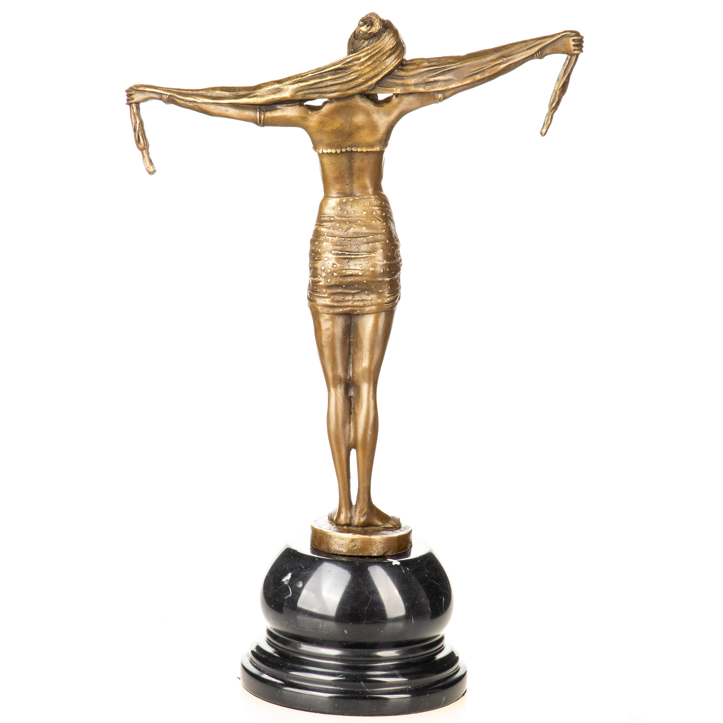 Art Deco Bronzefigur Scarf Dancer Tänzerin mit Schal nach D.H.Chiparus 39x26x13cm3 Art Deco Bronzefigur Scarf Dancer Tänzerin mit Schal nach D.H.Chiparus 39x26x13cm – Bild 3