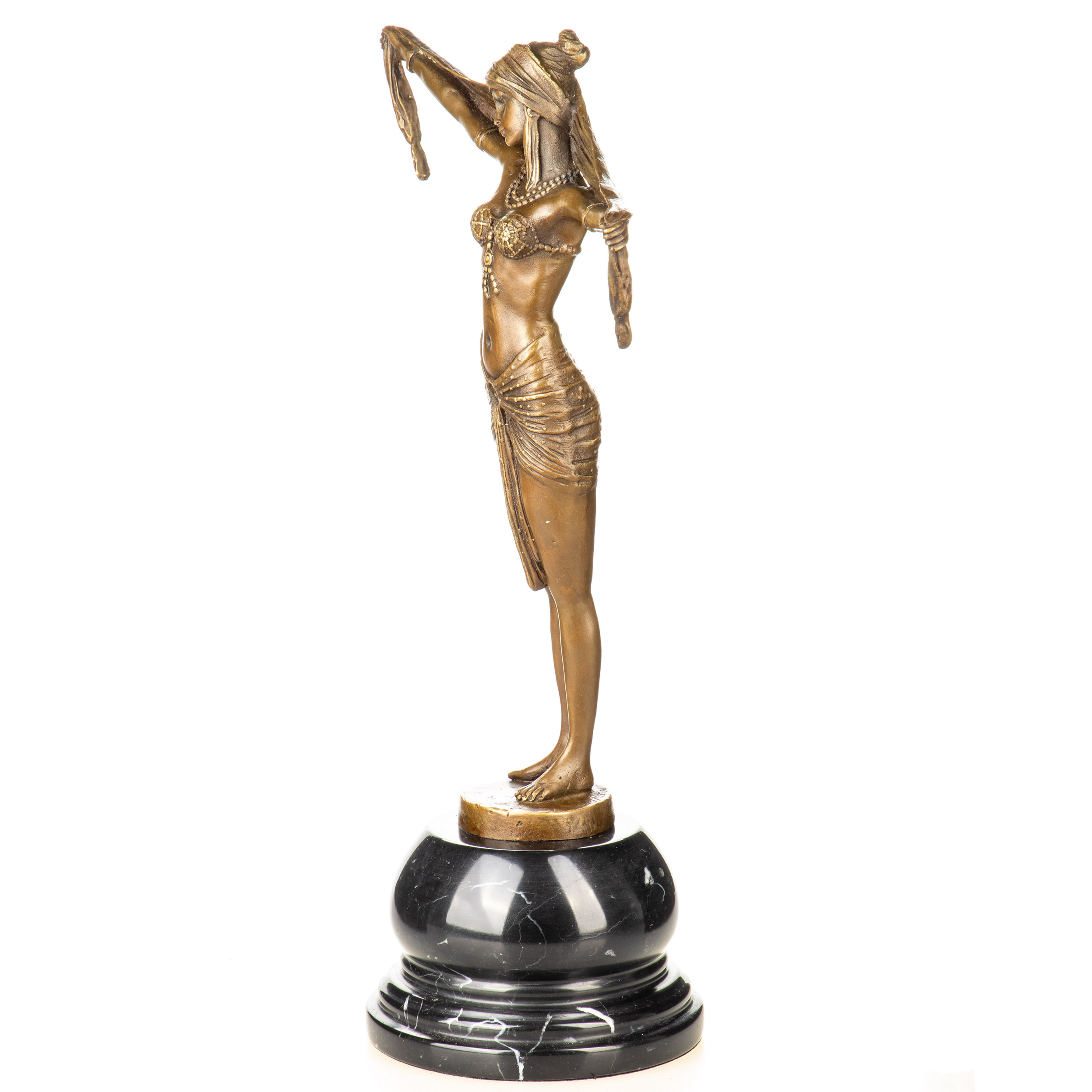 Art Deco Bronzefigur Scarf Dancer Tänzerin mit Schal nach D.H.Chiparus 39x26x13cm4 Art Deco Bronzefigur Scarf Dancer Tänzerin mit Schal nach D.H.Chiparus 39x26x13cm – Bild 4