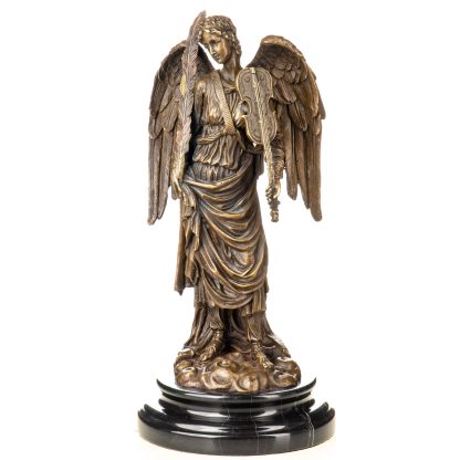 Bronzefigur-Engel-mit-Violine-und-Feder-32x16x15cm
