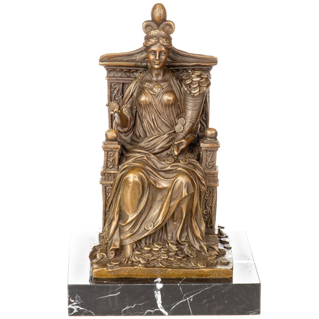 Bronzefigur-Fortuna-sitzend-auf-Thron-28x19x19cm