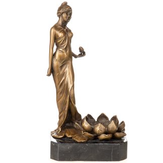 Bronzefigur-Frau-mit-Blumen-24x12x9cm