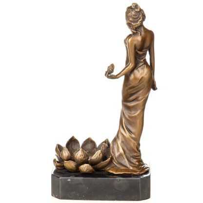 Bronzefigur Frau mit Blumen 24x12x9cm – Bild 3