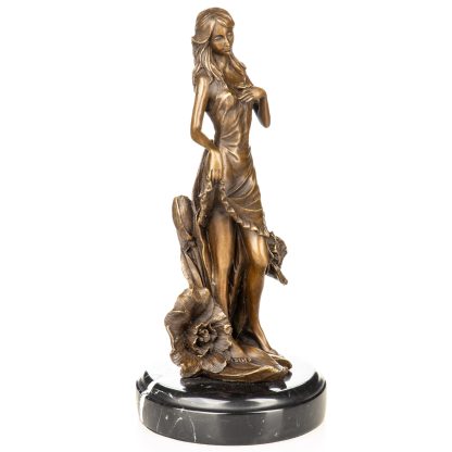Bronzefigur Frau mit Blumen 26x12x12cm – Bild 5