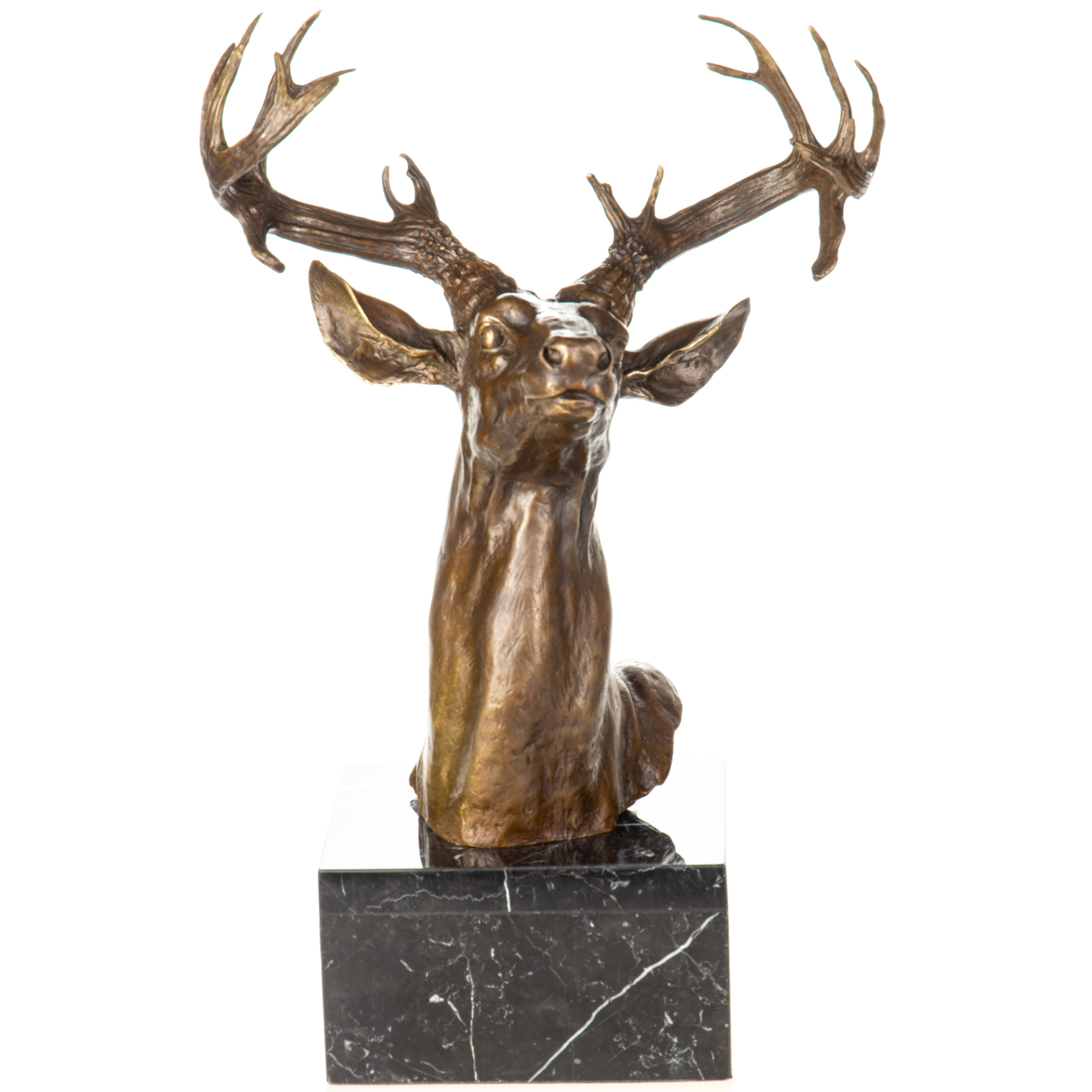 Bronzefigur Hirsch Büste 48x30x19cm Bronzefigur-Hirsch-Bueste-48x30x19cm