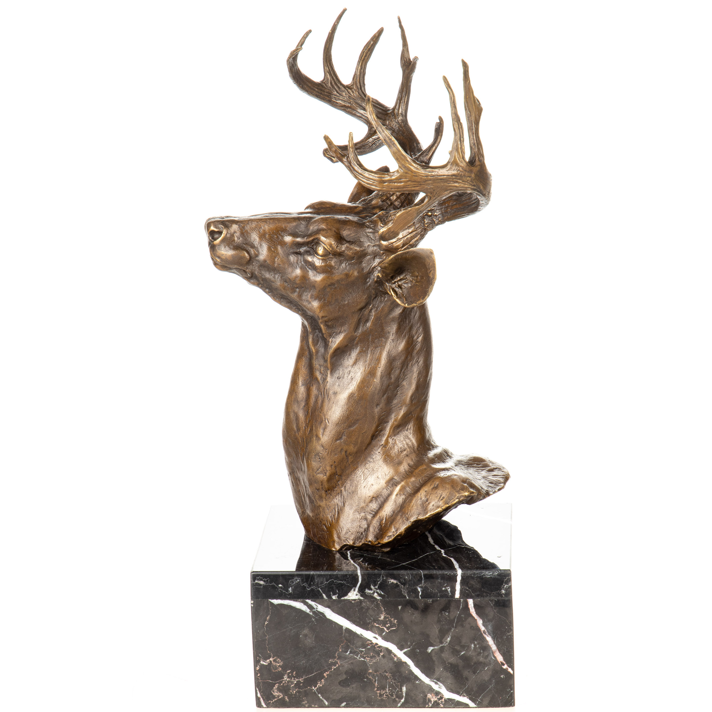 Bronzefigur Hirsch Büste 48x30x19cm2 Bronzefigur Hirsch Büste 48x30x19cm2