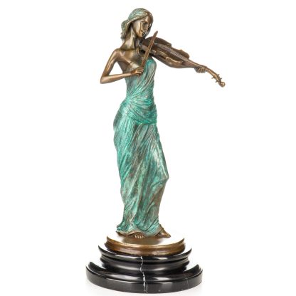 Farbige Bronzefigur Geigerin 34x17x17cm