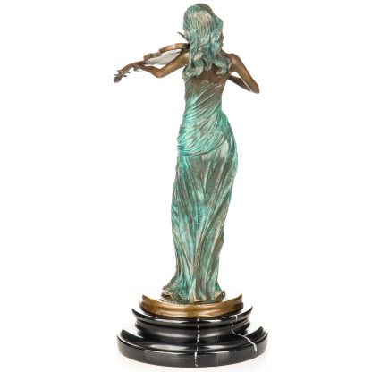 Farbige Bronzefigur Geigerin 34x17x17cm2