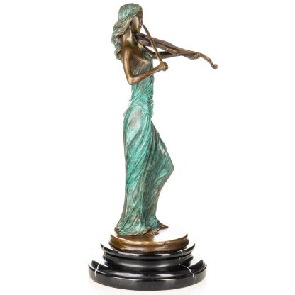 Farbige Bronzefigur Geigerin 34x17x17cm – Bild 3