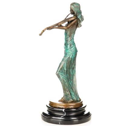 Farbige Bronzefigur Geigerin 34x17x17cm – Bild 4