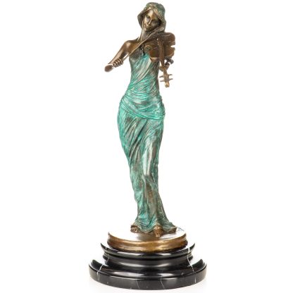 Farbige Bronzefigur Geigerin 34x17x17cm – Bild 5