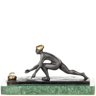 Moderne-Bronzefigur-Curler-16x32x8cm