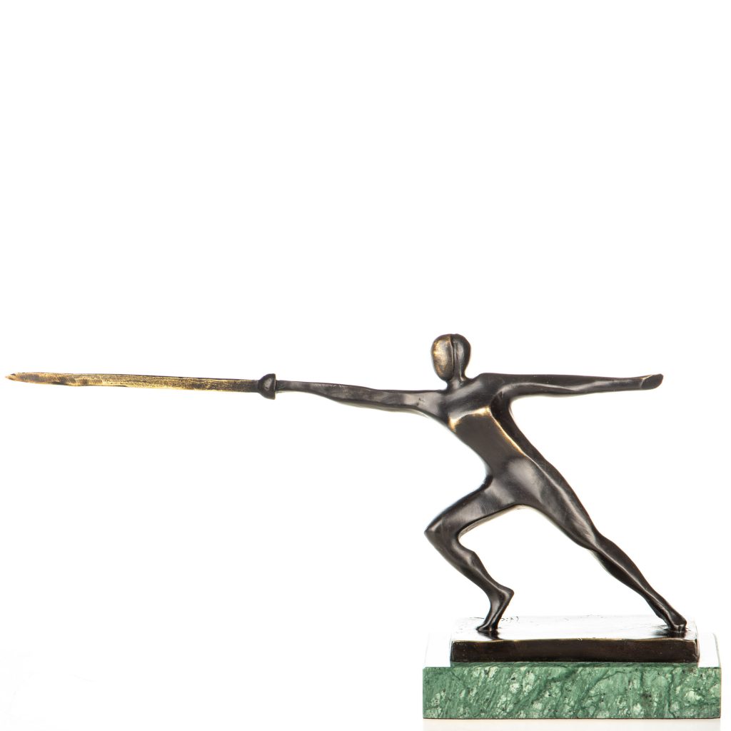Moderne-Bronzefigur-Fechter-19x38x8cm