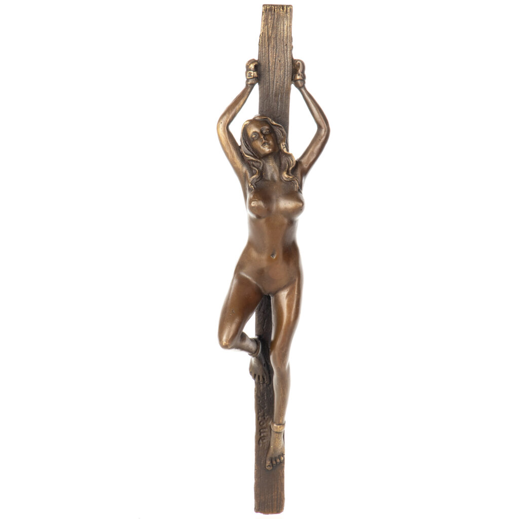 Erotische-Bronzefigur-Weiblicher-Akt-6x28x6cm